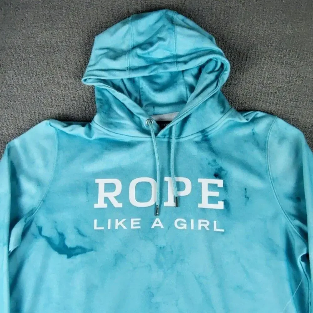 Hooey Hoodie Sweatshirt Womens XL Blue Rope Like A Girl Marble Fleece Pullover